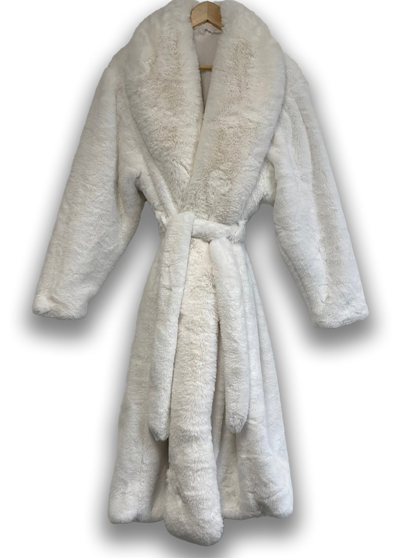 Faux Fur Luxury Long Sleeve Robe / Coat Off White