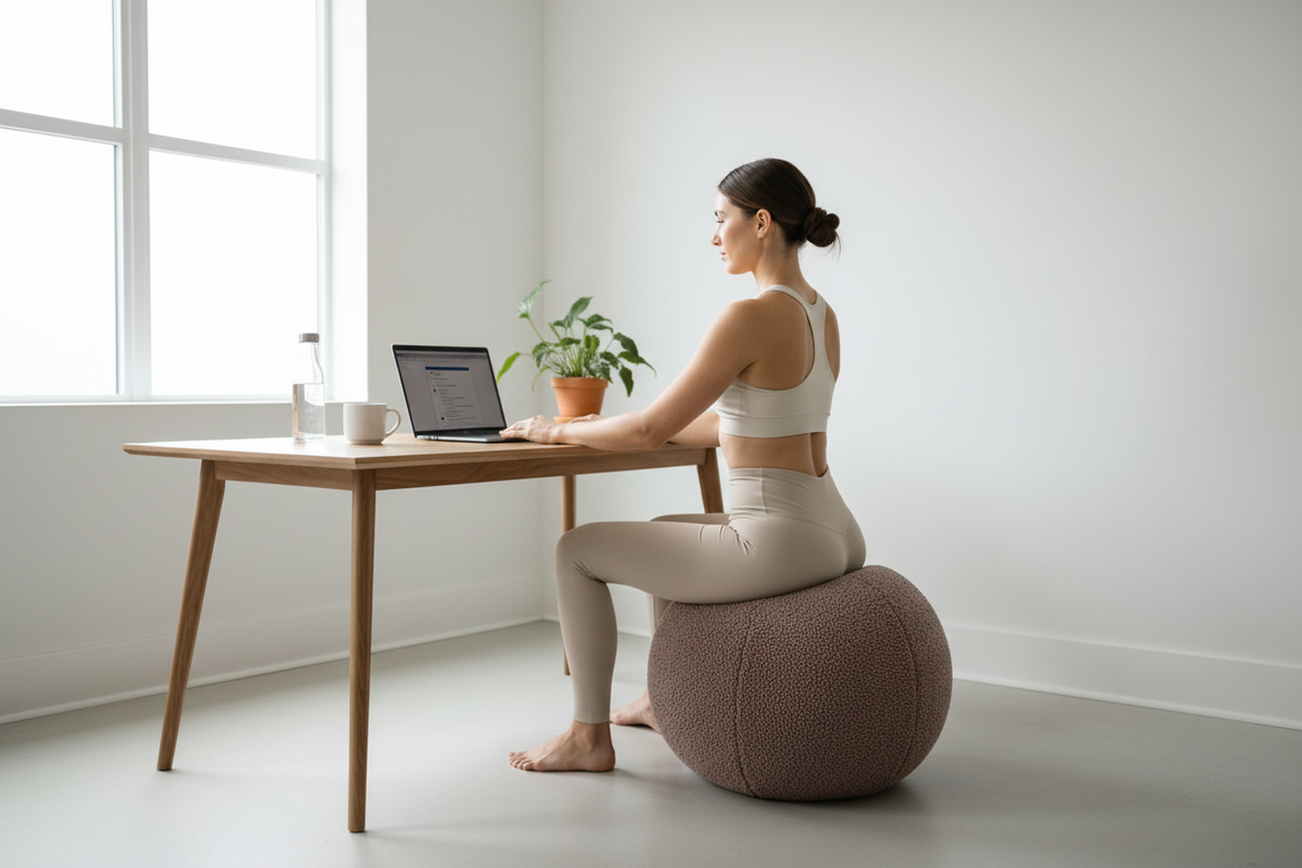Faux Fur Yoga Ball Chair with Washable Cover, 65 cm