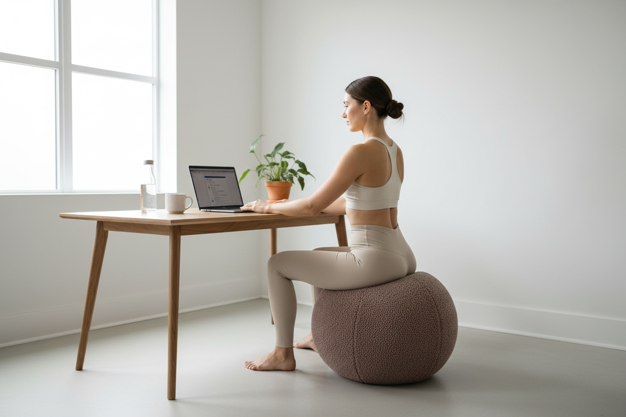 Style & Strength Ball – Lamb Faux Fur Seat for Home, Office & Exercise.