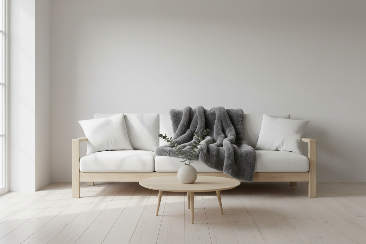 Luxe Smokey Gray Chinchilla Faux Fur Throw Blanket – Ultra-Soft Plush Warmth