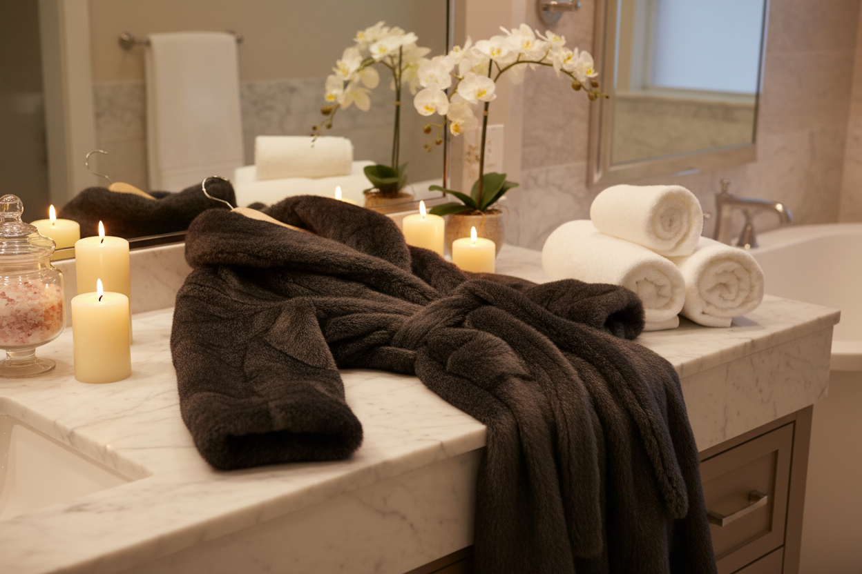 Elegant Luxurious Soft Faux Mink Robe – Indoor/Outdoor Wear, Unisex - MINKO 10 Brown