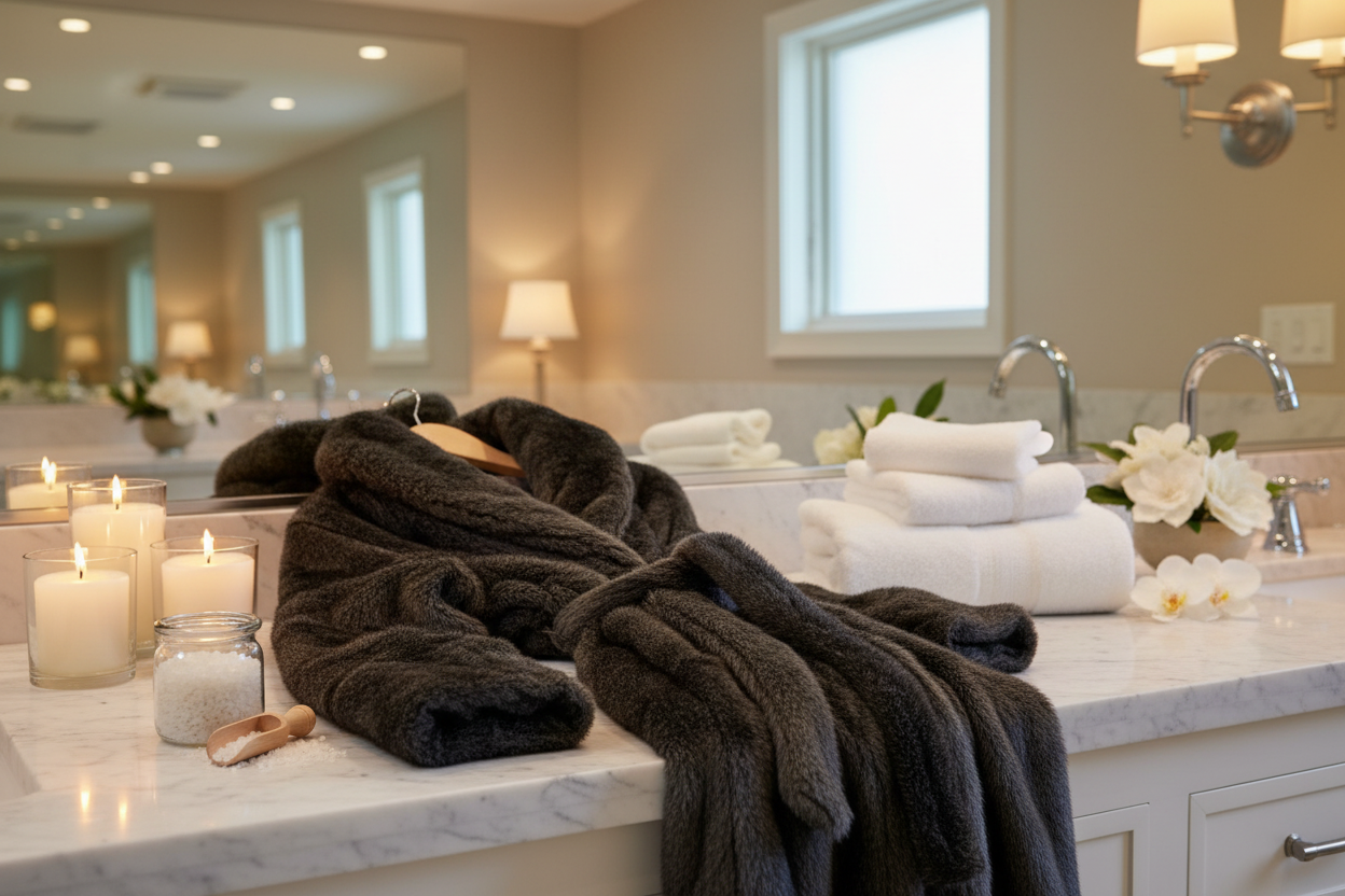 Elegant Luxurious Soft Faux Mink Robe – Indoor/Outdoor Wear, Unisex - MINKO 11 Black