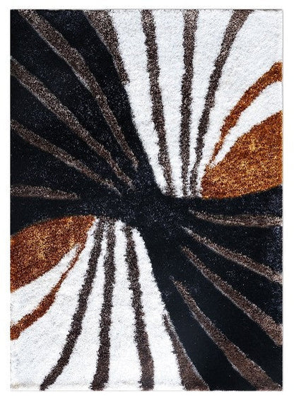 Shaggy Viscose Hand-Tufted Area Rug – Ivory, Black & Gold | SVD-80