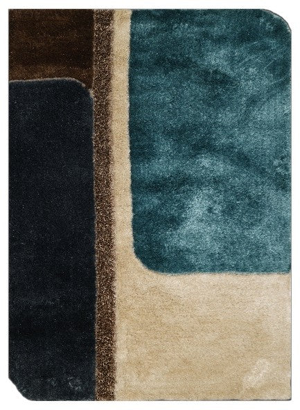 Shaggy Viscose Hand-Tufted Area Rug – Blue & Beige | SVD-82