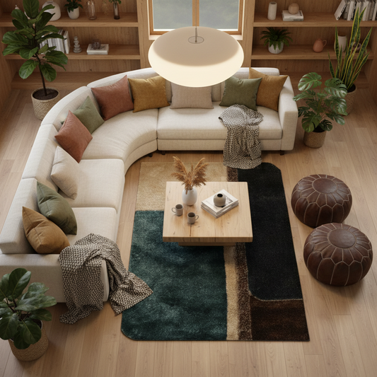 Shaggy Viscose Hand-Tufted Area Rug – Blue & Beige | SVD-82