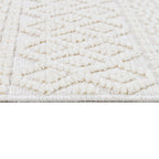 Soft White/  Cream Rug with Bohemian Motif and High-Low Texture - TIA 101.
