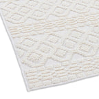 Soft White/  Cream Rug with Bohemian Motif and High-Low Texture - TIA 101.