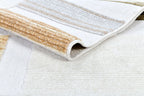 Cream Boho Area Rug – High-Low Texture with Earthy Hues of Mustard, Green & Beige - TIA 103.