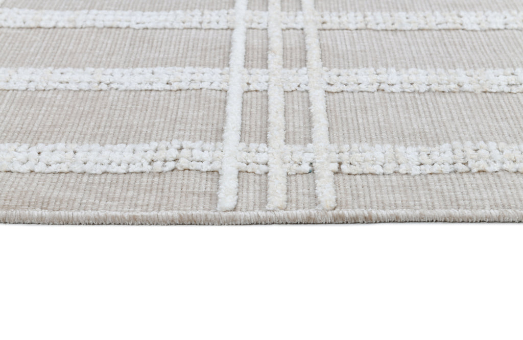 Cream/Beige Rug with Bohemian Motif and High-Low Soft-Touch Texture - TIA 104.