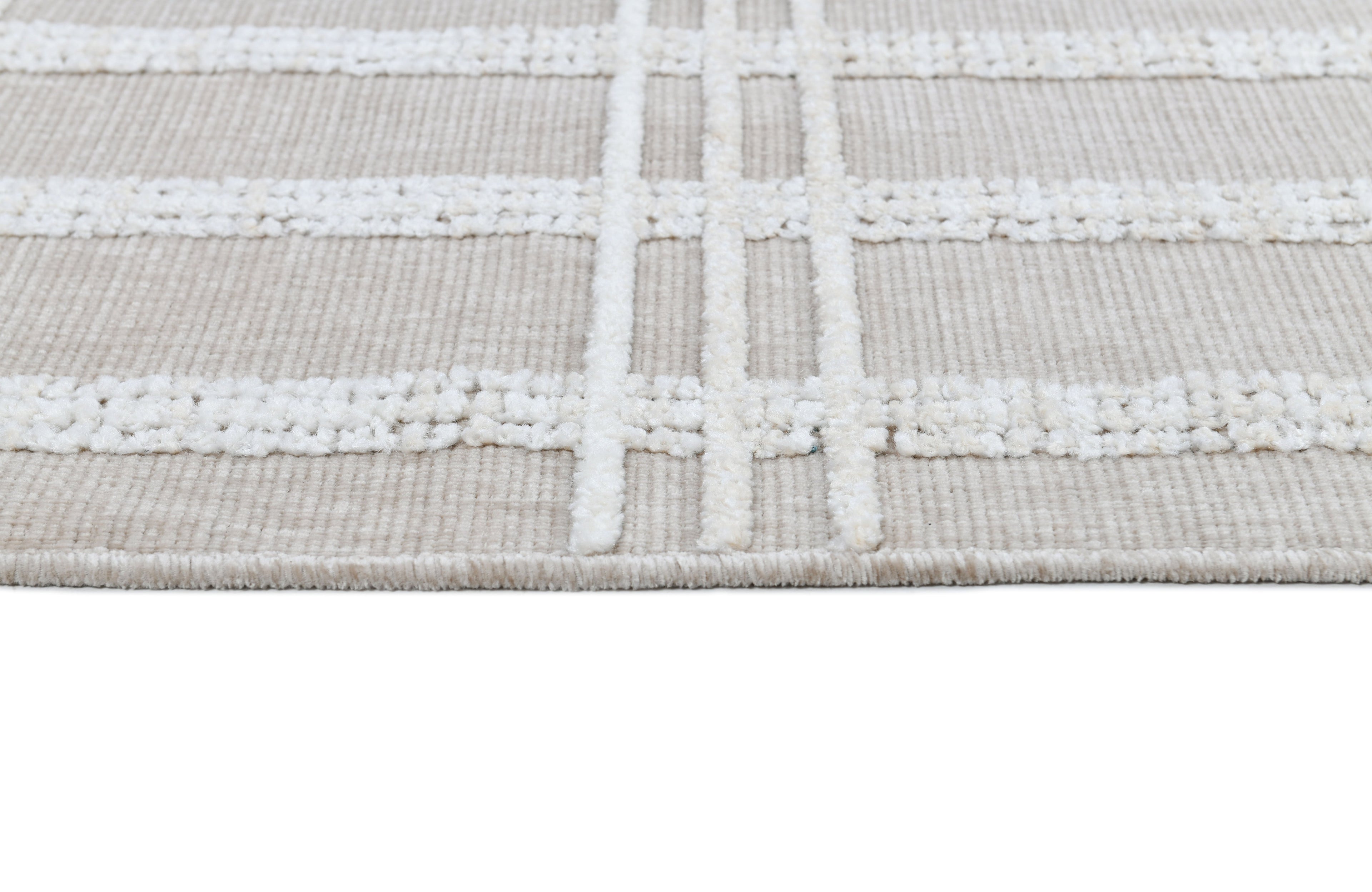 Cream/Beige Rug with Bohemian Motif and High-Low Soft-Touch Texture - TIA 104.