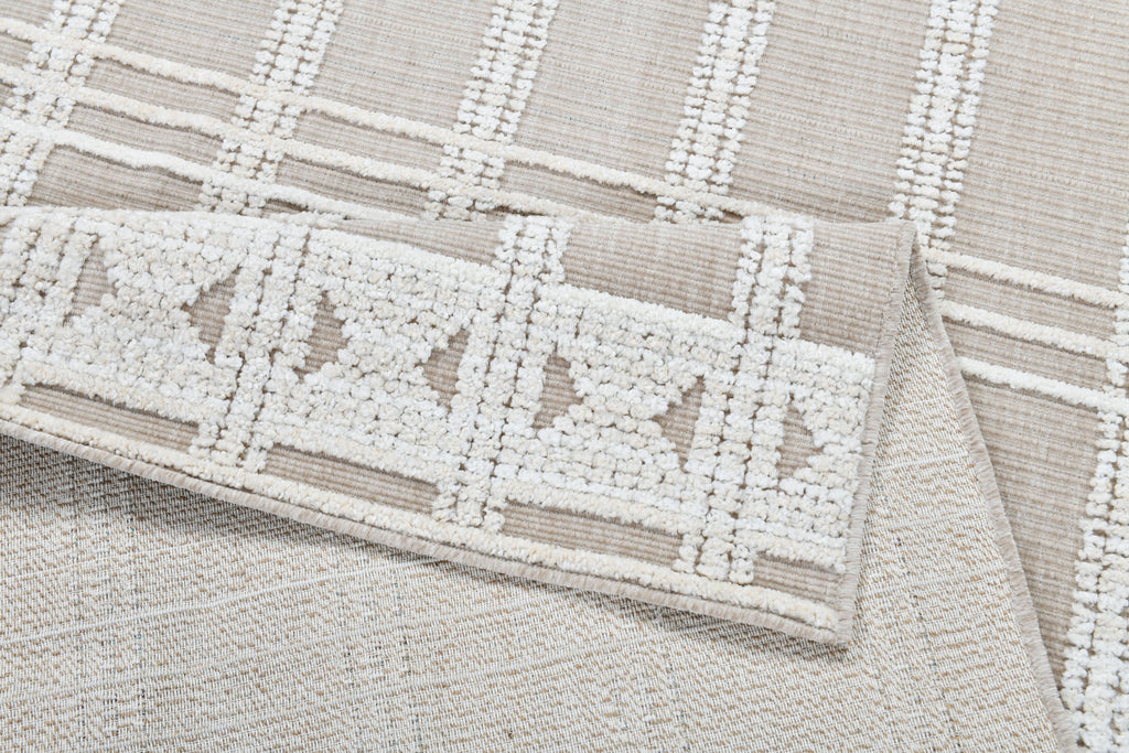 Cream/Beige Rug with Bohemian Motif and High-Low Soft-Touch Texture - TIA 104.