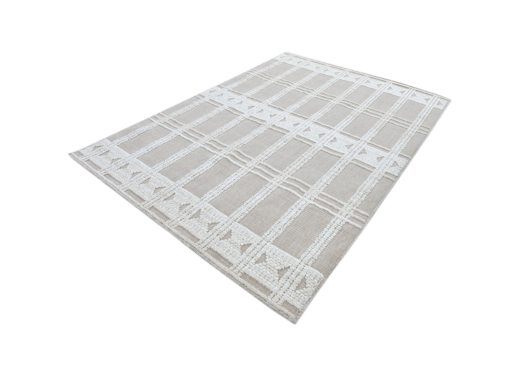 Cream/Beige Rug with Bohemian Motif and High-Low Soft-Touch Texture - TIA 104.
