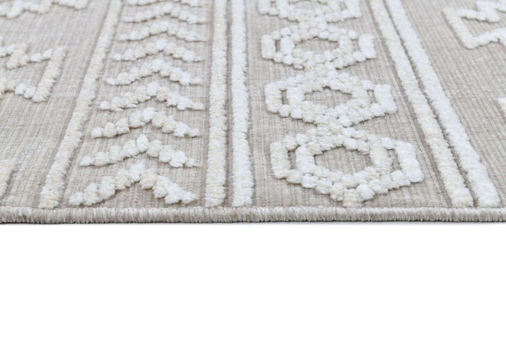 Beige/Cream Rug with Bohemian Motif and High-Low Soft-Touch Texture - TIA 105.