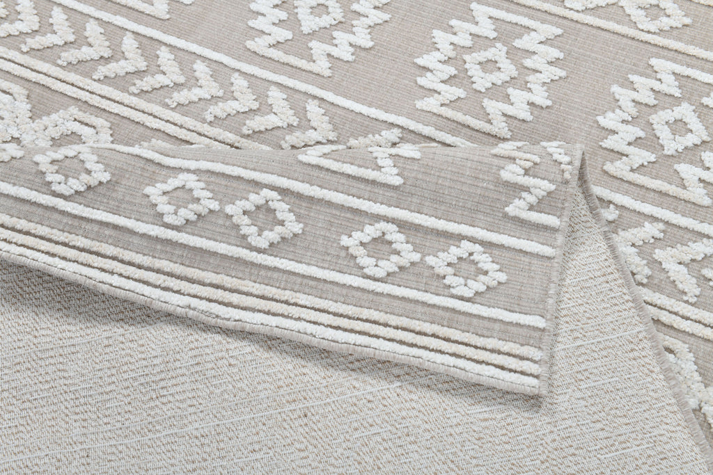 Beige/Cream Rug with Bohemian Motif and High-Low Soft-Touch Texture - TIA 105.