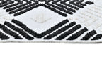 Soft Cream Rug with Beige Tones and Bohemian Black & Brown High-Low Motif - TIA 107.