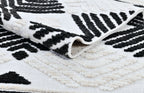 Soft Cream Rug with Beige Tones and Bohemian Black & Brown High-Low Motif - TIA 107.