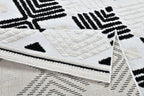 Soft Cream Rug with Beige Tones and Bohemian Black & Brown High-Low Motif - TIA 107.