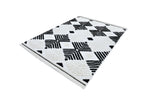 Soft Cream Rug with Beige Tones and Bohemian Black & Brown High-Low Motif - TIA 107.