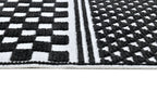 Bohemian Cream Rug – Black Geometric Pattern with Raised High-Low Detail - TIA 108.