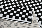Bohemian Cream Rug – Black Geometric Pattern with Raised High-Low Detail - TIA 108.