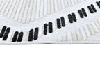 Soft Cream Rug with High-Low Detail and Black/Beige Bohemian Motif - TIA 109.