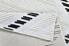 Soft Cream Rug with High-Low Detail and Black/Beige Bohemian Motif - TIA 109.