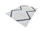 Soft Cream Rug with High-Low Detail and Black/Beige Bohemian Motif - TIA 109.