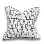 White Velvet Pillow with Black Embroidered Abstract and Thick Border - VIVA015.