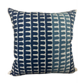Sandy Beige Pillow with Ocean-Inspired Blue & Turquoise Embroidery - VIVA016.