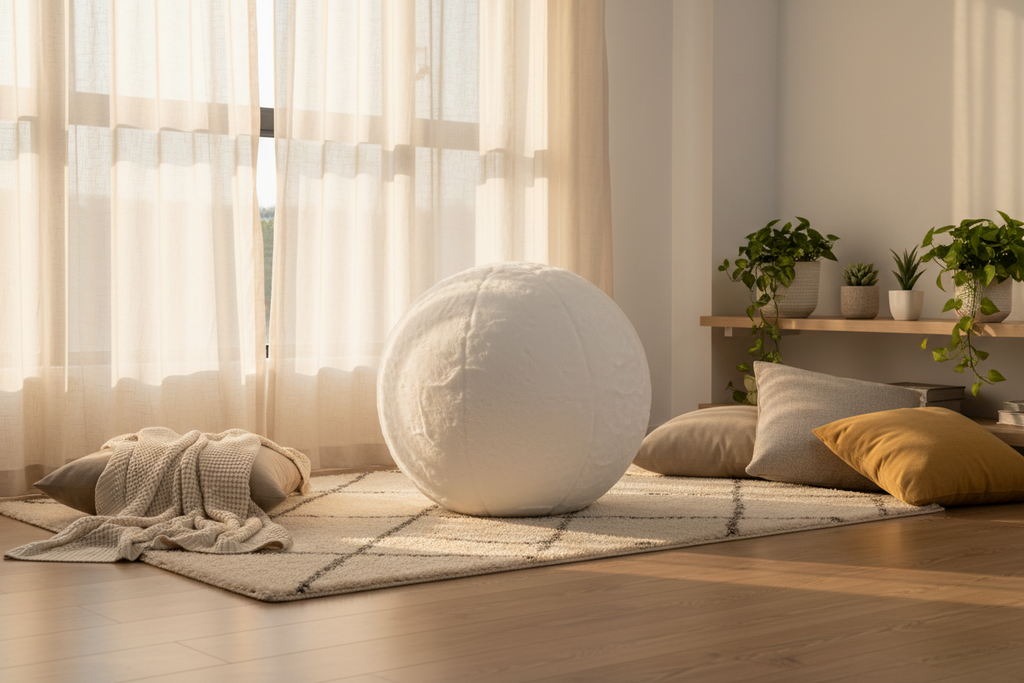 Style & Strength Ball – Chinchilla Faux Fur Seat for Home, Office & Exercise.