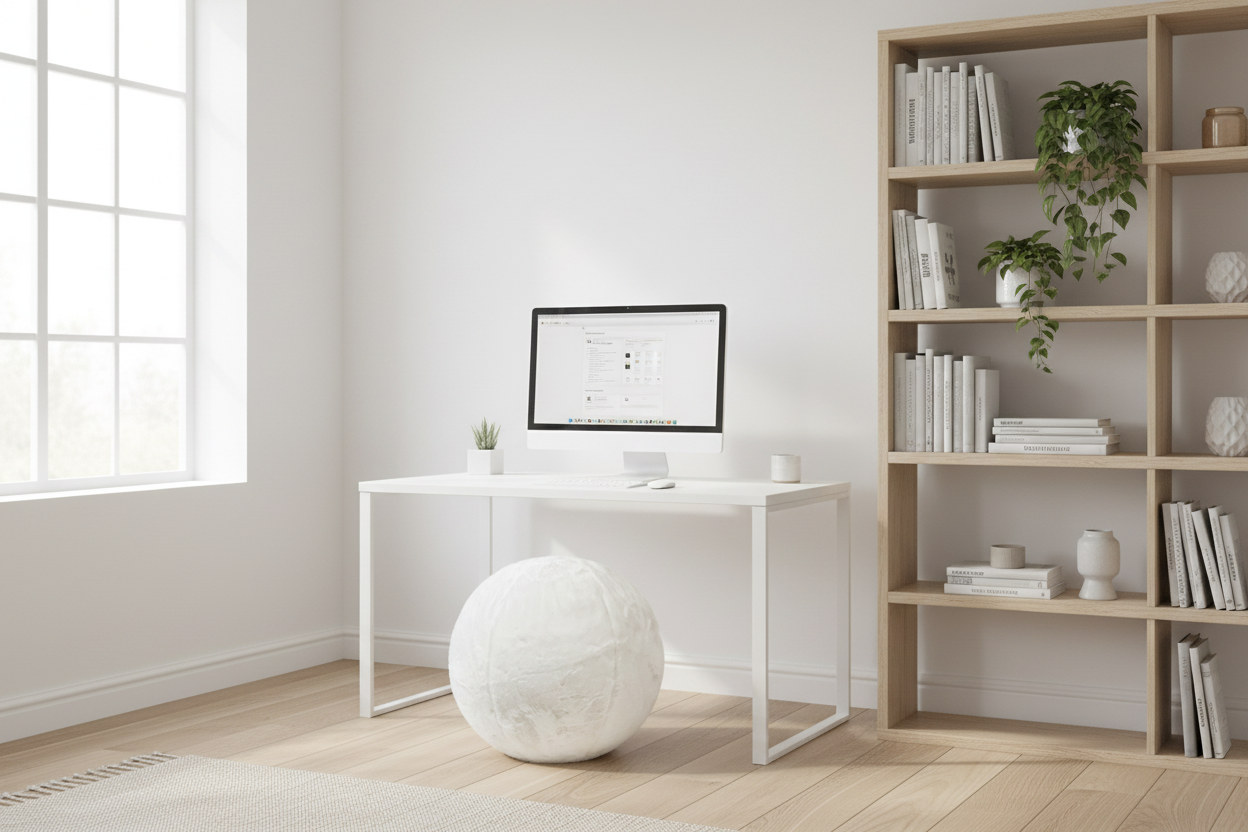 Style & Strength Ball – Chinchilla Faux Fur Seat for Home, Office & Exercise.