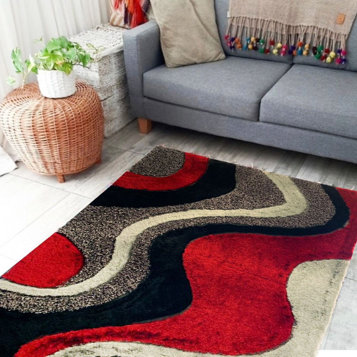 Luxury Shag Viscose Shiny Design Plush Area Rug/ Carpet