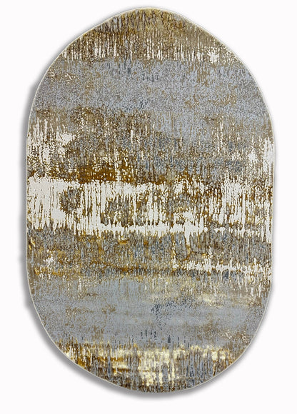 Polyester Gold Viscose Blend Oval Shape Rug/Carpet - Style# Maximus 02427C00 - Color-Changing Flat Weave Rug