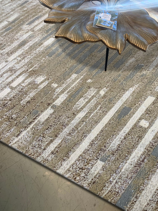 Polyester Silver/Platinum Viscose Brick Design Area Rug/Carpet - Style# Maximus 231 - Color-Changing Flat Weave Rug