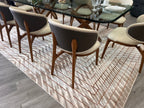 Crème Rug with Mocha & Taupe Abstract and Brick Tone-on-Tone Geometric High-Low Design - METZ 4208.