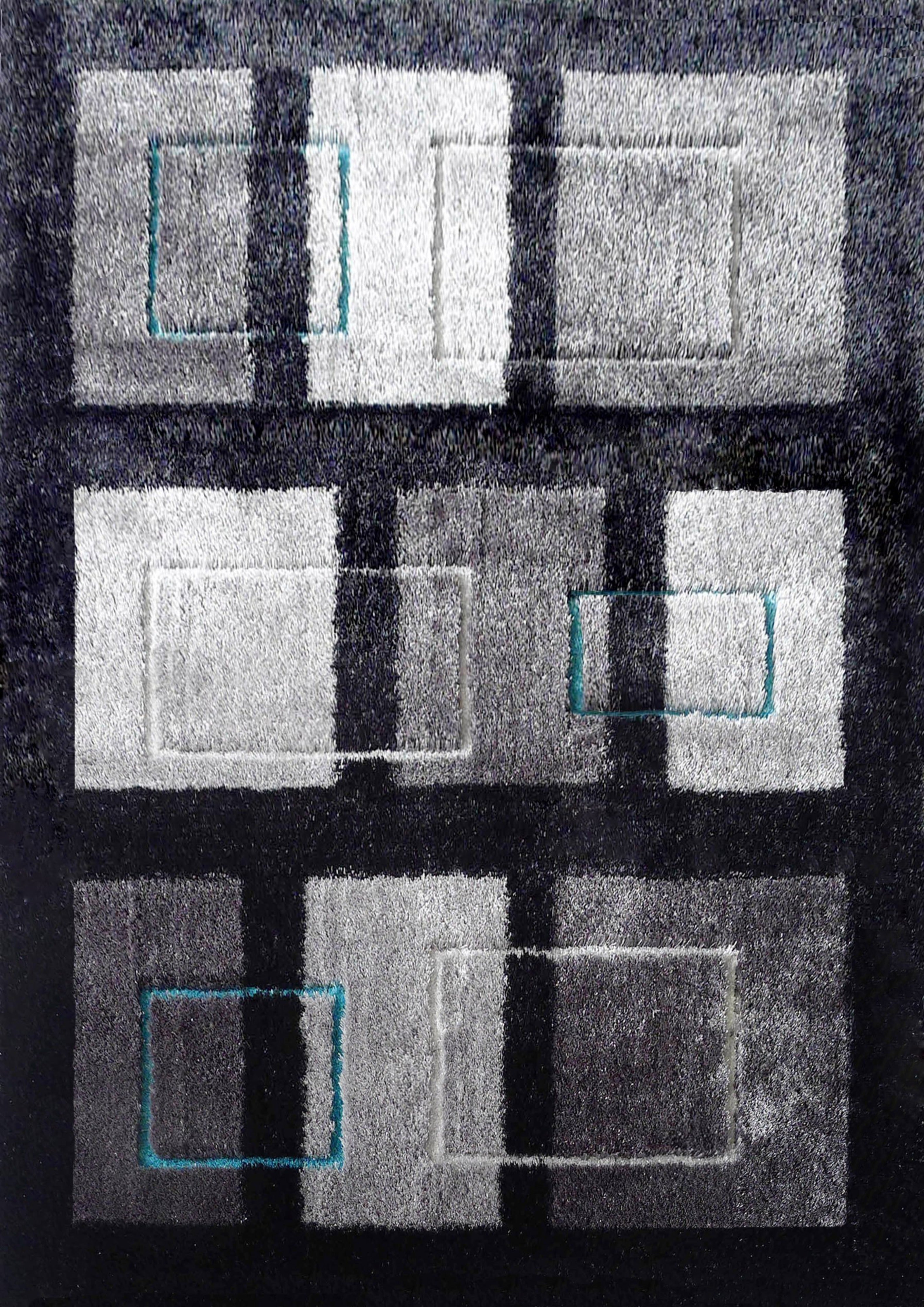 Vibrant Soft Cozy Box Design Shag Area Rug/Carpet