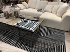 Geometric Earth-Tone Cowhide Rug – Black Base with Brown, Ivory & Grey Patchwork - Patchwork PCH212 Black