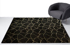 Black Marble with Silver Metallic Shimmery Design Faux Rabbit Touch Rug