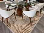 Abstract Crème Beige Rug with Gold Bronze Geometrical Double Stacked Square High-Low Design - METZ 4207.