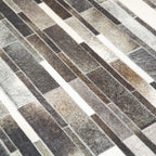 Vegan Patchwork Gray Black Brick Faux Hide/Cowhide Area Rug/Carpet