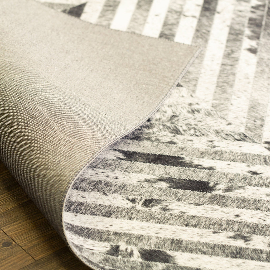 Geometric Vegan Hide Patchwork Vertical Lines Design Print Area Rug/Carpet