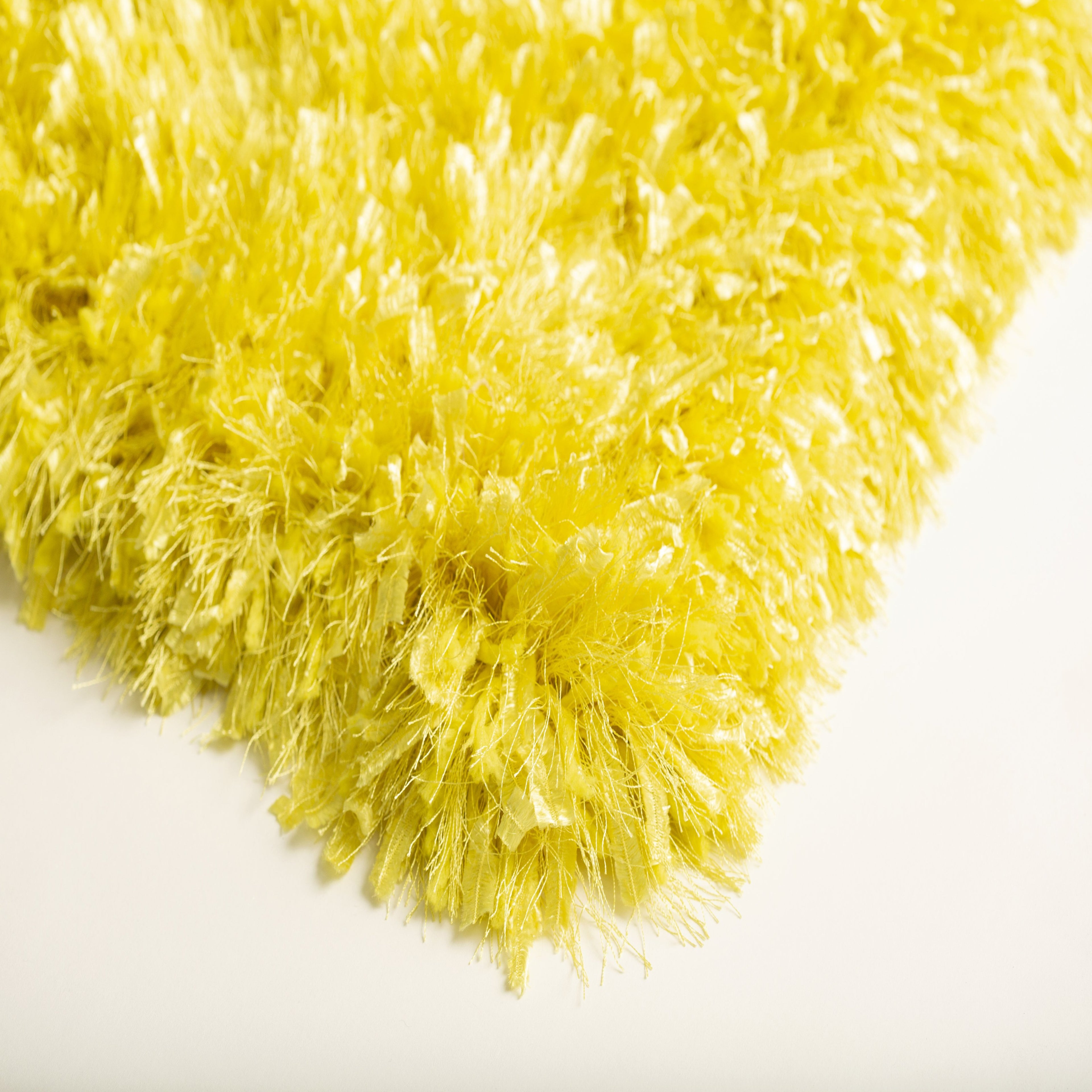 Crystal Shine Shag Plush Fluffy Ribbon Area Rug/ Carpet Yellow