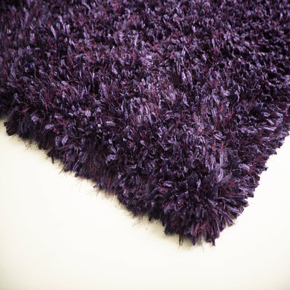 Crystal Shine Shag Plush Fluffy Ribbon Area Rug/ Carpet Purple