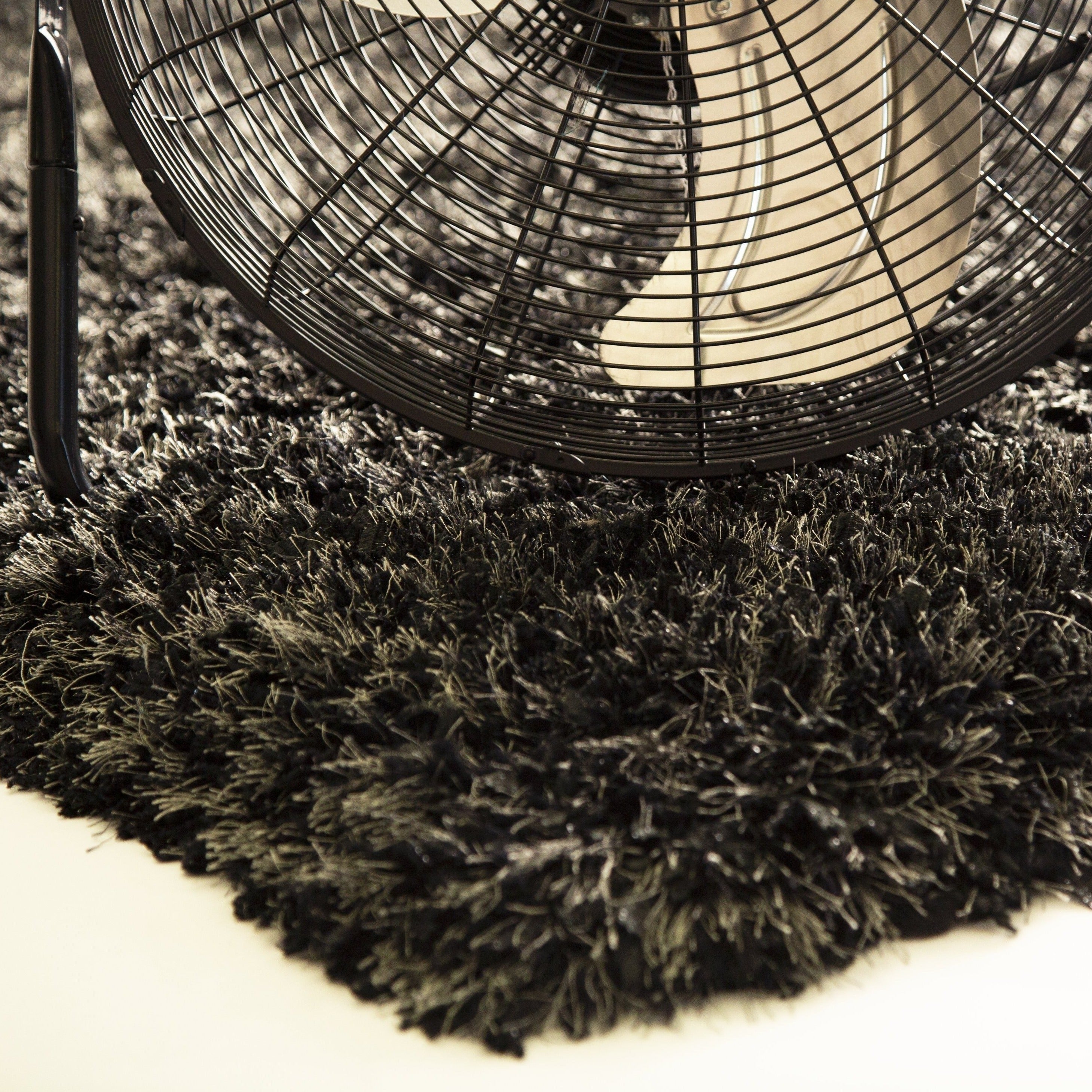 Crystal Shine Shag Plush Fluffy Ribbon Area Rug/ Carpet Gray