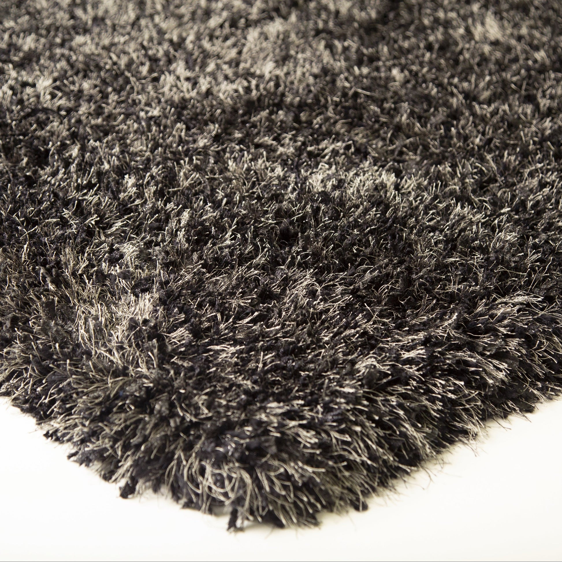 Crystal Shine Shag Plush Fluffy Ribbon Area Rug/ Carpet Gray