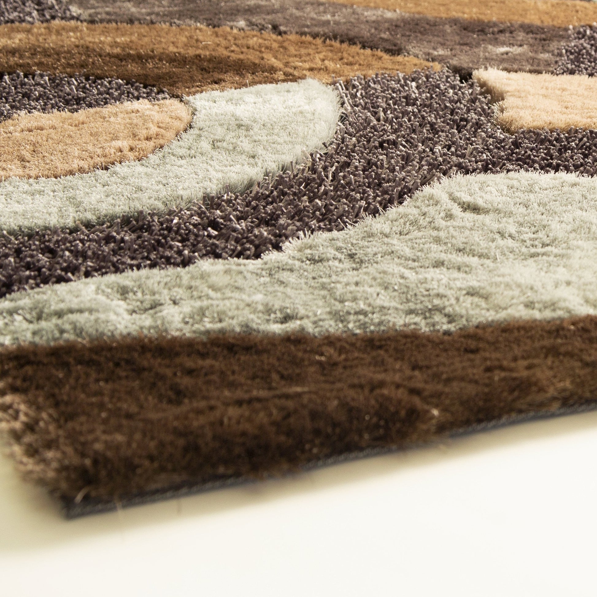 Circle Earth Tone Design Plush Fluffy Multi-textural Shag Area Rug/ Carpet