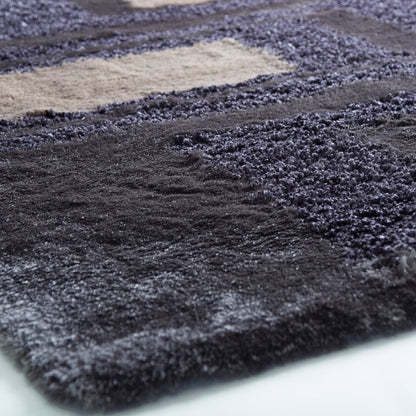 Soft Plush Fluffy Multi-textural Design Earth Tone Shag Area Rug/Carpet