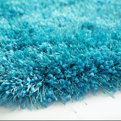 Plush Fluffy Soft Shinny Multi Textural Turquoise Shag Area Rug/Carpet