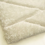 Plush Fluffy Shine 3D Geometric Dimond Shag Area Rug/Carpet White
