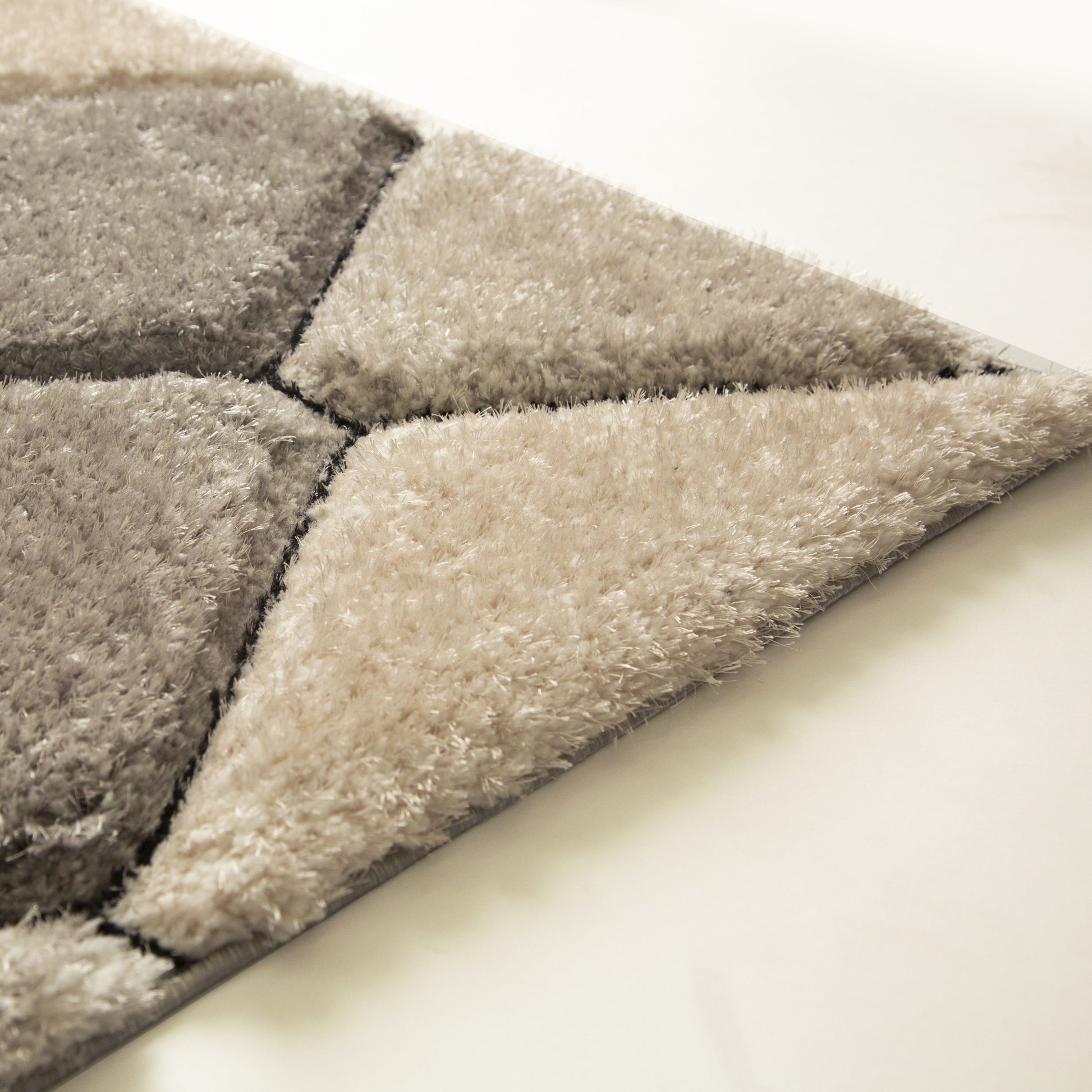 Plush Fluffy Shine 3D Dimond Silver/Gray Design Shag Area Rug/Carpet